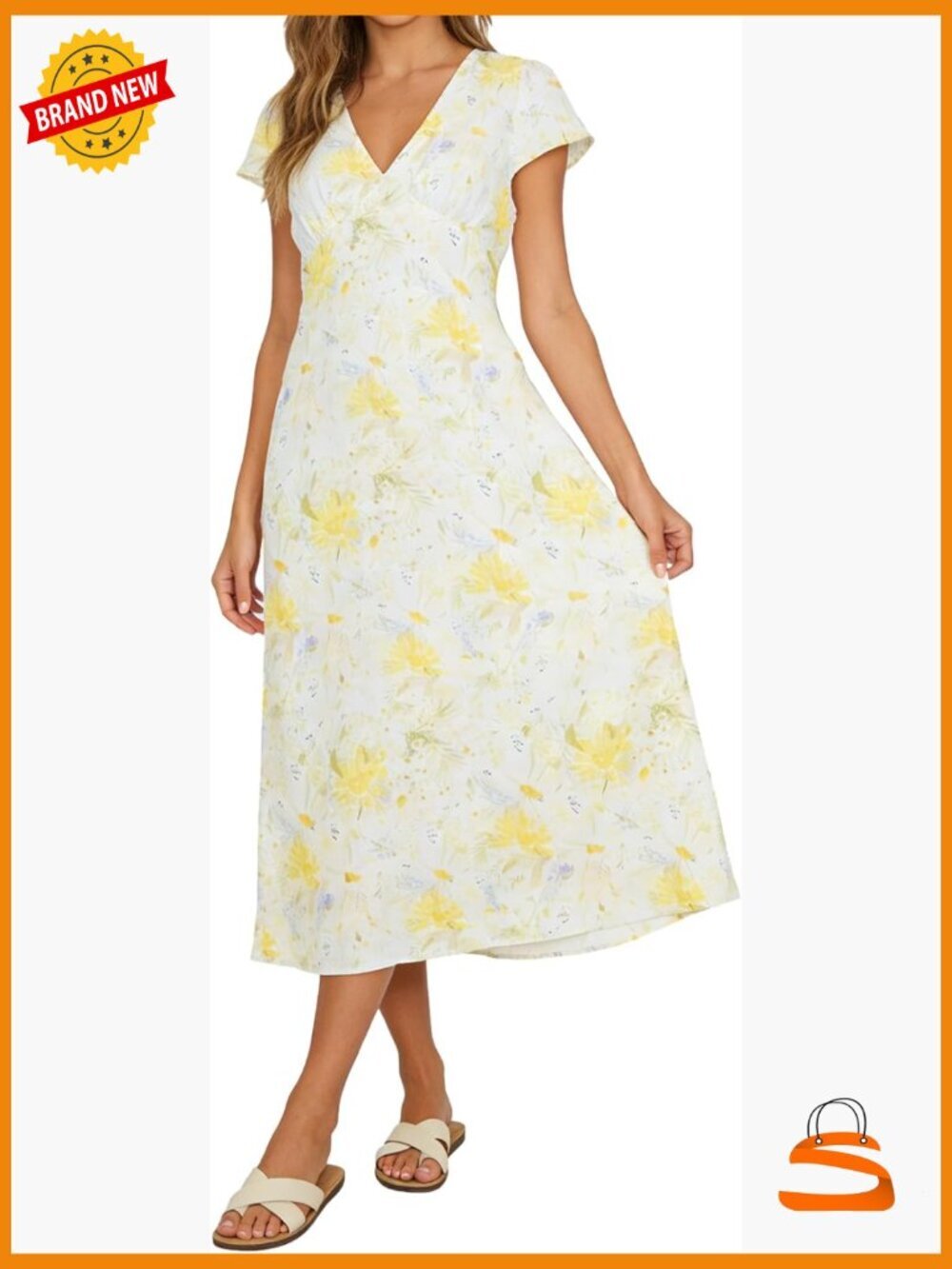 100% Linen Cap Sleeve V Neck Maxi Dress with Belt